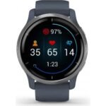 Montre Connectée Garmin Venu 2 Silver- Bracelet Bleu Gris – Image 2