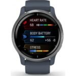 Montre Connectée Garmin Venu 2 Silver- Bracelet Bleu Gris – Image 4